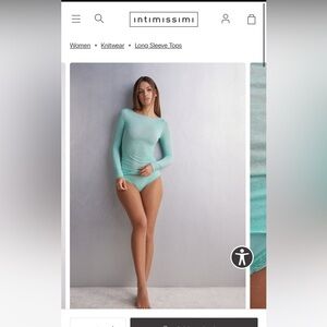 NWT Intimissimi Boat Neck Modal Cashmere Ultralight Top in Glacier Green